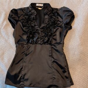 Elegant Black Ruffled Women's Top